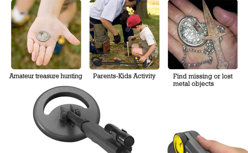 allsun Beach Metal DIY Beginner Detector Adjustable 40.6 Inch Water Full Proof Gold Handheld Metal Finder 6” Search Coil Black