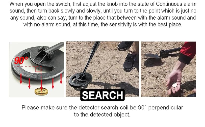 allsun Beach Metal DIY Beginner Detector Adjustable 40.6 Inch Water Full Proof Gold Handheld Metal Finder 6” Search Coil Black