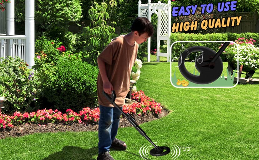 allsun Beach Metal DIY Beginner Detector Adjustable 40.6 Inch Water Full Proof Gold Handheld Metal Finder 6” Search Coil Black