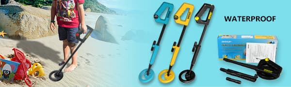 allsun Beach Metal DIY Beginner Detector Adjustable 40.6 Inch Water Full Proof Gold Handheld Metal Finder 6” Search Coil Black