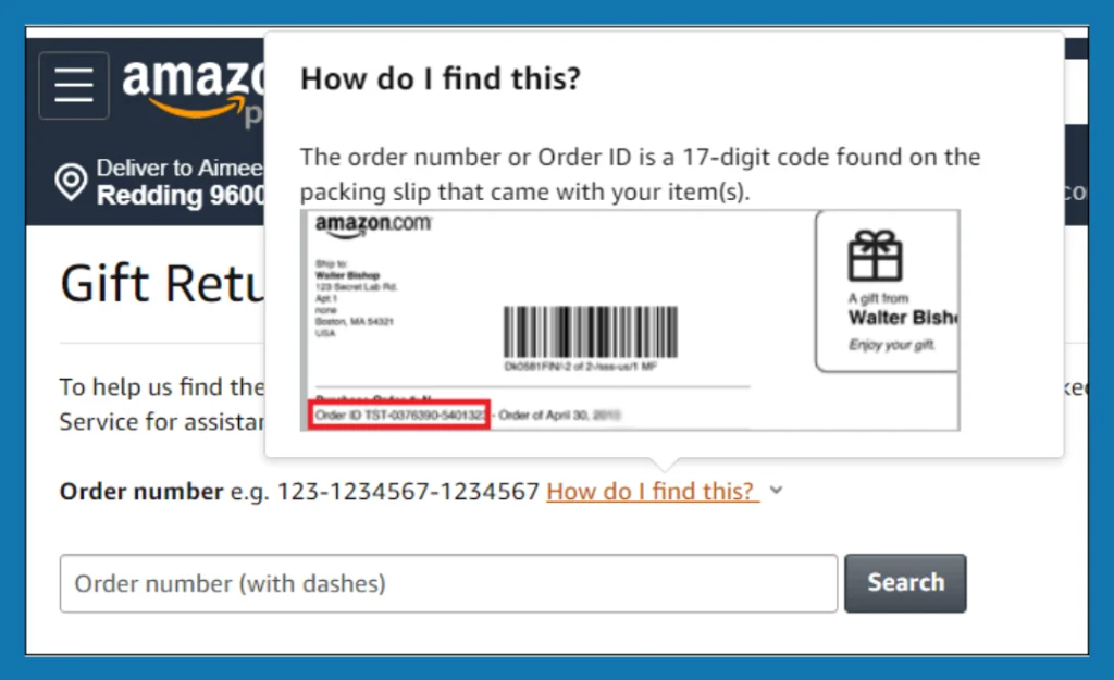 The number of order to return